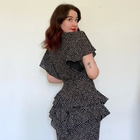 Gorgeous 70s Peplum Dress - Picture 1 of 3